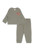 Set Top Trousers Waffle Sets Sweatsuits Khaki Green Lindex