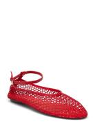 Mesh Ballet Flats With Strap And Buckle Ballerinasko Ballerinaer Red Mango