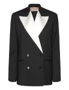 Blazer With Inserted Satin Lapel Blazers Double Breasted Blazers Black Stella Nova