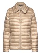 Over -Collar Quilted Down Coat Foret Jakke Beige Lauren Ralph Lauren