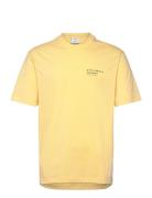 Printed Cotton-Blend T-Shirt Tops T-Kortærmet Skjorte Yellow Mango