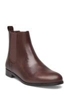 Brylee Burnished Leather Bootie Shoes Boots Ankle Boots Ankle Boots Flat Heel Brown Lauren Ralph Lauren