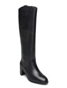 Carla Burnished Leather Ridingtk! Boot Lange Støvler Black Lauren Ralph Lauren