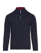 Cable-Knit Cotton Quarter-Zip Sweater Tops Knitwear Pullovers Navy Ralph Lauren Kids