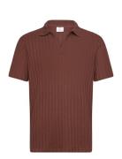 Regular-Fit Ribbed Cotton Polo Shirt Tops Polos Short-sleeved Burgundy Mango