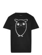 Regular Big Owl T-Shirt - Gots/Vega Tops T-Kortærmet Skjorte Black Knowledge Cotton Apparel