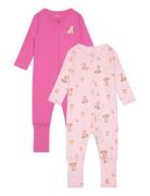 Nbfnightsuit 2P Zip Ff Rose Deer Noos Pyjamas Sie Jumpsuit Pink Name It