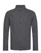 Regular Fit Melangé Flannel Shirt - Tops Shirts Casual Grey Knowledge Cotton Apparel