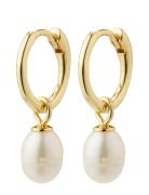 Berthe Recycled Pearl Hoop Earrings Gold-Plated Accessories Jewellery Earrings Hoops Gold Pilgrim