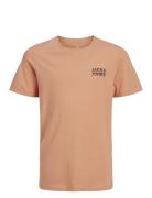 Jjstyd Chest Brand Tee Ss Ln Jnr Tops T-Kortærmet Skjorte Brown Jack & J S