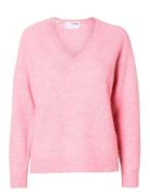 Slflulu New Ls Knit V-Neck B Noos Tops Knitwear Jumpers Pink Selected Femme