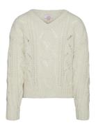 Vmnewerinstructure Ls V-Nk Pull Girl Tops Knitwear Pullovers White Vero Moda Girl