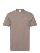 Micro Logo Interlock T-Shirt Tops T-Kortærmet Skjorte Beige Calvin Klein