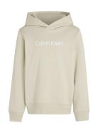 Inst. Logo Reg. Terry Hoodie Tops Sweatshirts & Hoodies Hoodies Cream Calvin Klein