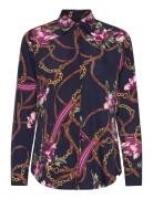 Classic Fit Print Crepe Shirt Tops Shirts Long-sleeved Navy Lauren Ralph Lauren