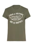 Walk Hc Blason Wings Tops T-shirts & Tops Short-sleeved Khaki Green Zadig & Voltaire