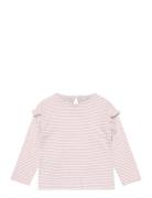 Striped Long Sleeves T-Shirt Tops T-shirts Long-sleeved T-Skjorte Pink Mango