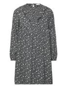 Ruffled Printed Dress Dresses & Skirts Dresses Casual Dresses Long-sleeved Casual Dresses Black Mango