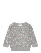 Printed Knitted Sweatshirt Tops Sweatshirts & Hoodies Sweatshirts Grey Mango