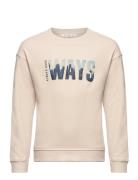 Printed Message Sweatshirt Tops Sweatshirts & Hoodies Sweatshirts Beige Mango