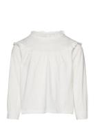 Long -Sleeved T-Shirt With Ruffles Tops T-shirts Long-sleeved T-Skjorte White Mango