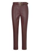 Leather-Effect Trousers With Belt Bottoms Trousers Leather Leggings-Bukser Red Mango