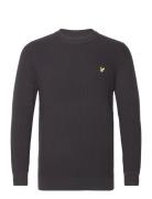 Grid Knit Crew Neck Jumper Tops Knitwear Round Necks Black Lyle & Scott