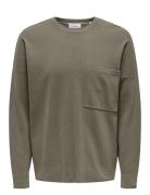 Onslamai Ovz 12 Ls Pocket Crew Knit Tops Knitwear Round Necks Green ONLY & SONS