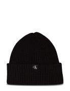 Monogram Rib Beanie Accessories Headwear Hats Beanie Black Calvin Klein