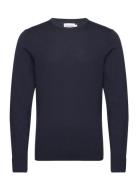 Superior Wool Crew Neck Sweater Tops Knitwear Round Necks Navy Calvin Klein