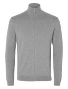 Slhberg Full Zip Cardigan Noos Tops Knitwear Full Zip Jumpers Grey Selected Homme