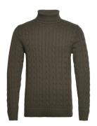 Slhryan Structure Roll Neck Tops Knitwear Turtlenecks Khaki Green Selected Homme