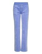 Del Ray Classic Velour Pant Pocket Design Beach Sand Bottoms Trousers Joggers Blue Juicy Couture