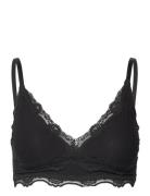 Silk Bra W/Lace Lingerie Bras & Tops Soft Bras Non Wired Bras Black Rosemunde