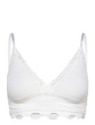 Silk Bra W/Lace Lingerie Bras & Tops Soft Bras Non Wired Bras White Rosemunde