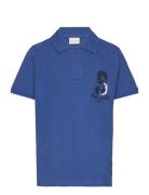 Printed Polo Shirt Tops T-shirts Polo Shirts Short-sleeved Polo Shirts Blue Tom Tailor