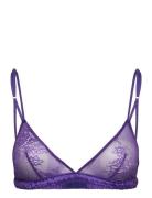 Lace Satin Triangle Bralette Lingerie Bras & Tops Soft Bras Non Wired Bras Purple Understatement Underwear