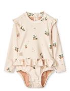 Sille Baby Printed Swimsuit Swimwear Uv Clothing Uv Suits Cream Liewood