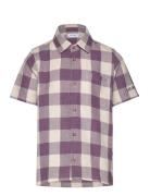 Hank Buffalo Ss Shirt Kids Tops Shirts Short-sleeved Shirts Purple Les Deux