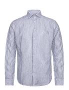 Bs Sydney Casual Slim Fit Shirt Tops Shirts Linen Shirts Blue Bruun & Stengade