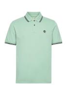 Millers River Tipped Pique Short Sleeve Polo Granite Green Designers Polos Short-sleeved Green Timberland