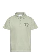 Printed Cotton Polo Shirt Tops T-shirts Polo Shirts Short-sleeved Polo Shirts Green Mango