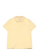 Textured Cotton Polo Shirt Tops T-shirts Polo Shirts Short-sleeved Polo Shirts Yellow Mango