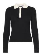 Polo-Neck Knitted Sweater Tops T-shirts & Tops Polos Black Mango