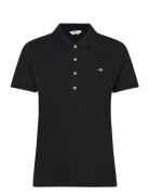 Slim Sheild Cap Sleeve Pique Polo Tops T-shirts & Tops Polos Black GANT