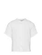 Vmnatali 2/4 Lace Short Top Wvn Girl Tops Shirts Short-sleeved Shirts White Vero Moda Girl