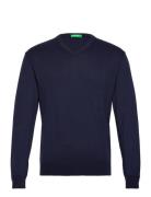 V Neck Sweater L/S Tops Knitwear V-necks Blue United Colors Of Benetton