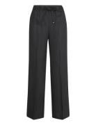 Linen-Blend Elastic Waist Trousers Bottoms Trousers Linen Trousers Black Mango