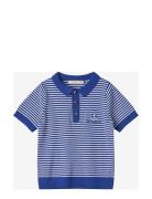 Anchor Stripe Ss Polo Tops T-shirts Polo Shirts Short-sleeved Polo Shirts Blue Fliink