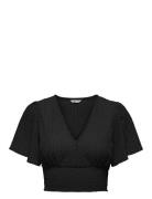 Onlhannah S/S Smock Top Jrs Noos Tops Crop Tops Short-sleeved Crop Tops Black ONLY